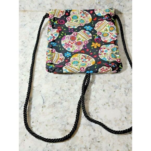 Crossbody Bag‎ Steampunk Colorful Skulls Mardi Gras Small 8 x 6 Single Pocket - Picture 1 of 10